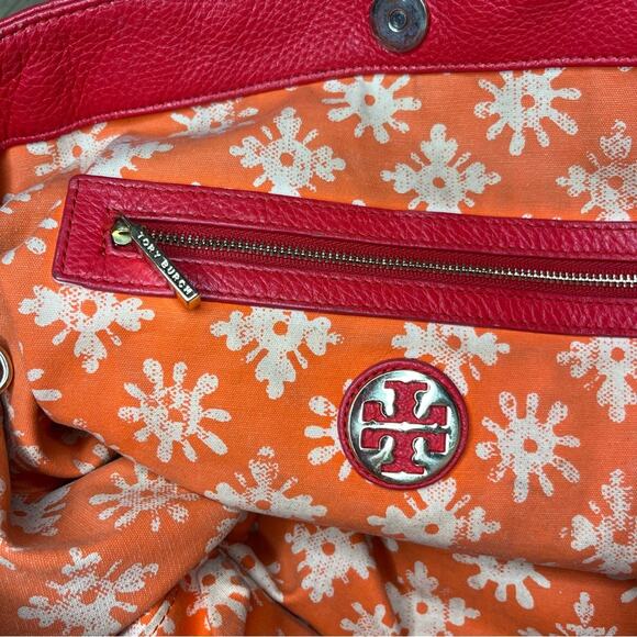 Tory Burch Michelle Tote Large Cherry Red Shoulder Bag Purse - Picture 11 of 15